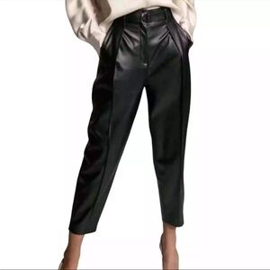 Babaton Aritzia high waist black faux leather belter pants size 0 NWOT